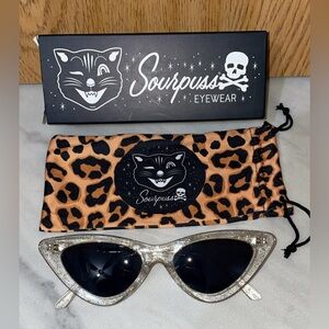 Sourpuss Cat Eye Clear Frame with Gold Speckles Sunglasses